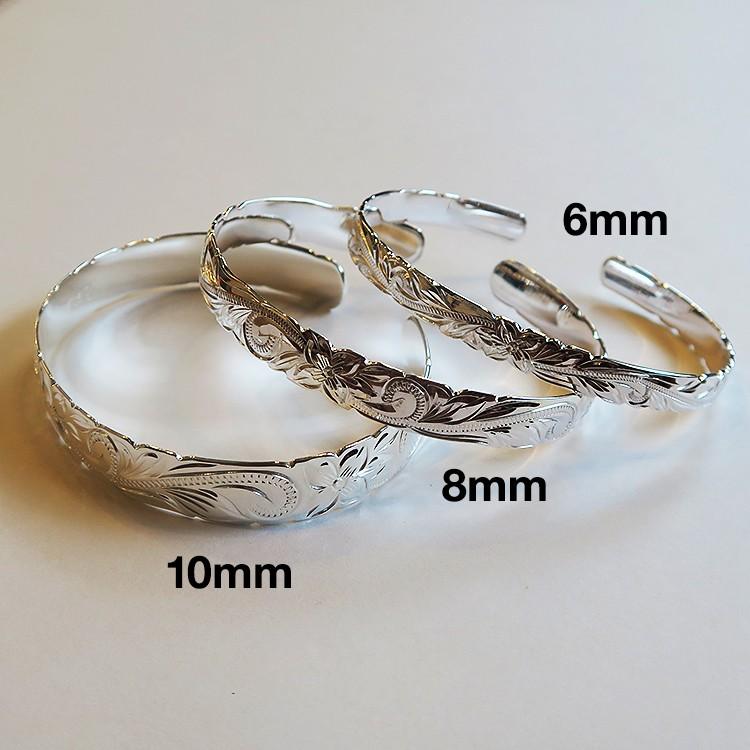 ハワイアンジュエリー シルバー バングル 8mm スクロールカット ハワイアンジュエリー シルバー バングル 8mm スクロールカット