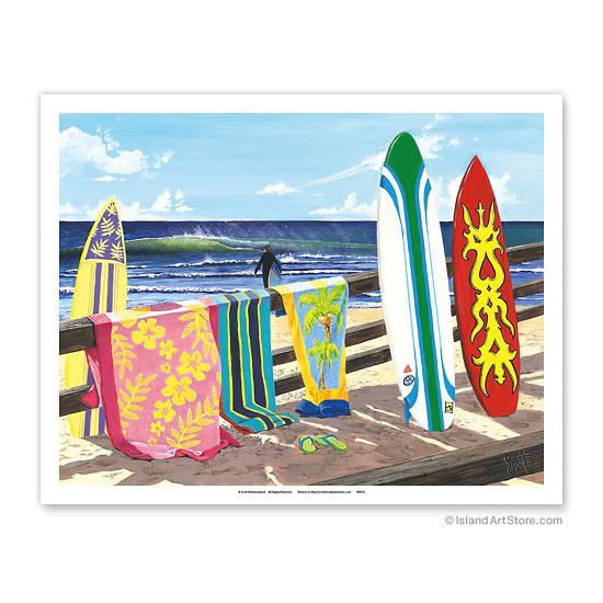 ハワイアン アート プリント 絵画 ポスター 海 ビーチ 波 サーフボード サーフィン Warm Weather Scott Westmoreland Sw102 Warm Weather Surfboard Aloha Diaries ハワイセレクトshop 通販 Yahoo ショッピング