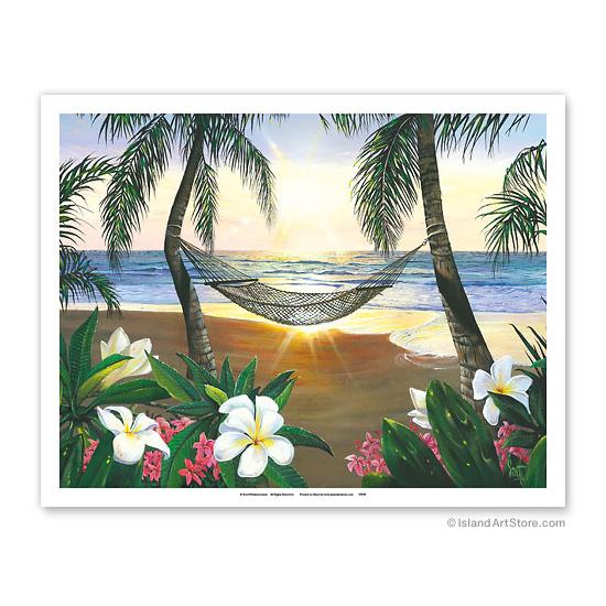 ハワイアン アート プリント 絵画 ポスター 海 ビーチ 風景 景色 リゾート ヤシの木 花 Twilight Hammock Scott Westmoreland Sw39 Twilight Hammock Aloha Diaries ハワイセレクトshop 通販 Yahoo ショッピング