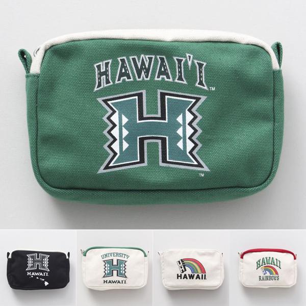 最安値に挑戦 ハワイアン雑貨 ハワイ大学 ポーチ 化粧ポーチ レディース ファッション メンズ 小物 グッズ アメリカン カレッジ ロゴ キャンバス Hawaii Uh