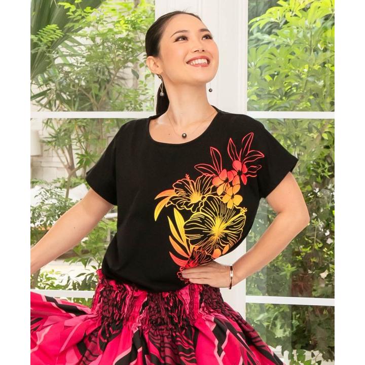 Blumarine アンナモリナーリ　ヒョウ柄オフショルダーTシャツ Maunaloa（マウナロア） ハワイアンTシャツ レディース 接触冷感