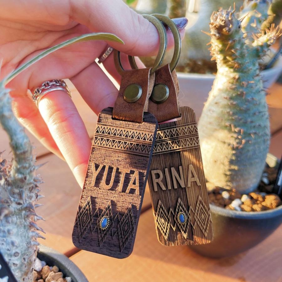 Wood key holder 名入れ 名前入り キーホルダー 木製 お揃い 誕生日