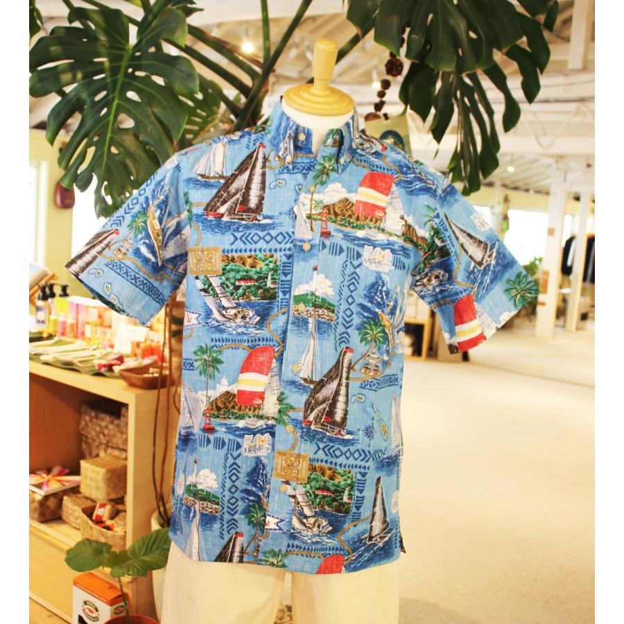 アロハシャツ 半袖 レインスプーナー Transpac 19 トランスパック Button Front ボタンフロント Sky スカイ sky アロハ日和 通販 Yahoo ショッピング