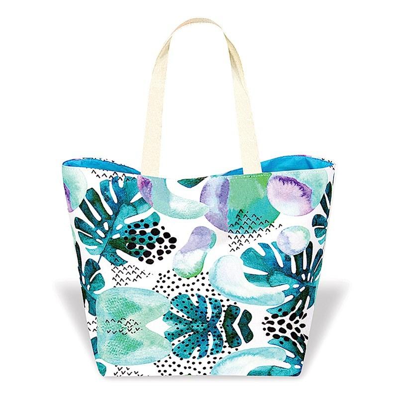 ハワイ トートバッグ マザーズバッグ ママバッグ レッスンバッグ ビーチバッグ 軽量 BEACH TOTE BAG モンステラ