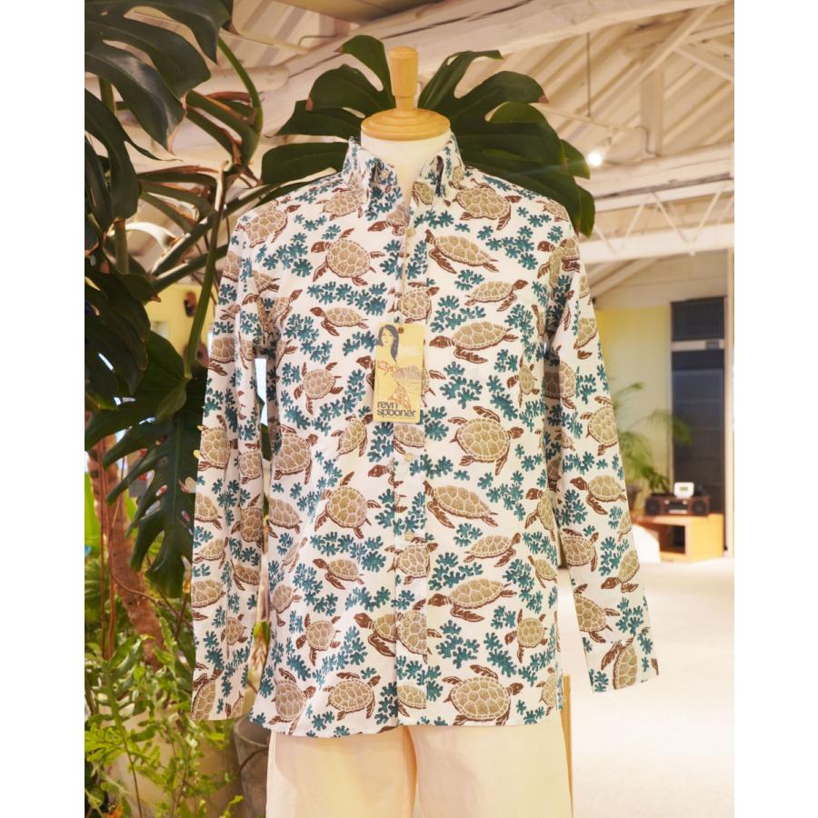 reyn spooner（レインスプーナー） 長袖アロハシャツ HONU LAKI ホヌ