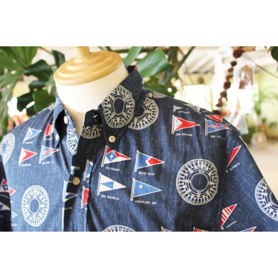 アロハシャツ 半袖 レインスプーナー Yachtsman ヨットマン Button Front ボタンフロント Dress Blues ドレスブルー｜alohahiyori｜02