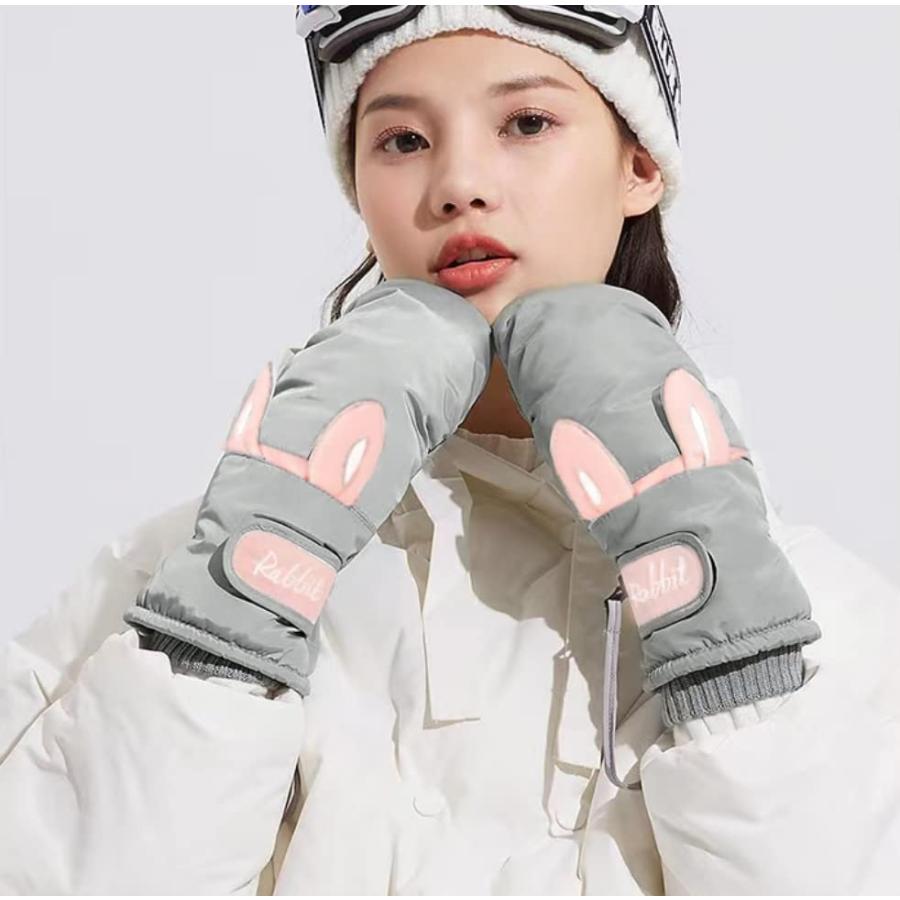 スキーグローブ スノーボードグローブ レディス バイクグローブ 防寒グローブ 防風 冬手袋 雪かき手袋 男女兼用 撥水加工 フリーサイズ (グレー)