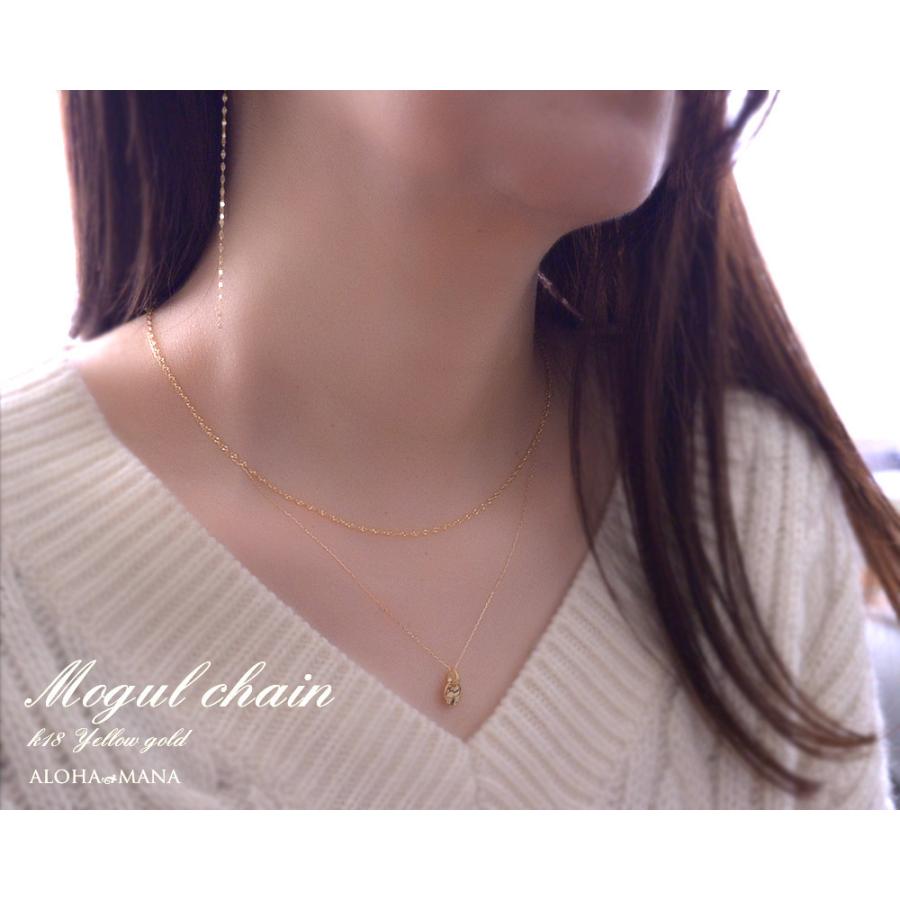 ゴールド K18 チェーンネックレス パール付き ゴールド チェーン ネックレス 18金 K18 ペタル 幅 1.1mm 約 0.7g 最長