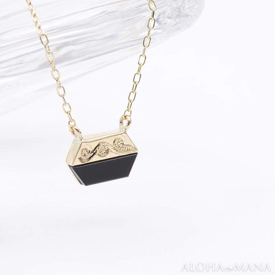 本日限定！  1991オニキスネックレス ALOHA MANA ゴールドネックレス ハワイアンジュエリー K10 10金