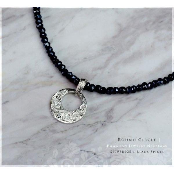 ハワイアンジュエリーネックレス ペンダントメンズブラックスピネル付