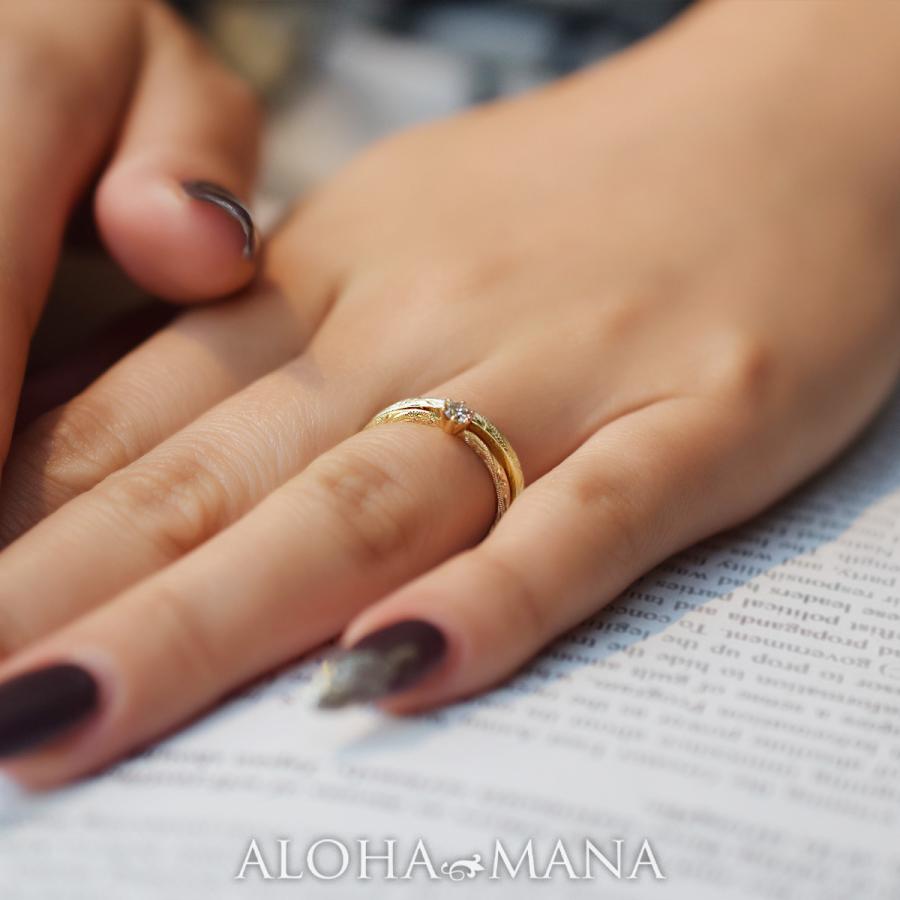 最高の品質の ハワイアンペアリング 結婚指輪 イエローゴールドk18 結婚記念リング k18 ハワイアンジュエリー2本セット ミル打ち ハワジュ  hawaii18k ブライダルジュエリー 18金 指輪 大きいサイズ対応