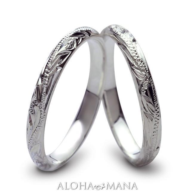 ハワイアンジュエリー指輪 リングレディース メンズ  14金 K14 ホワイトゴールドリング 幅2mmプレゼント｜alohamana｜11