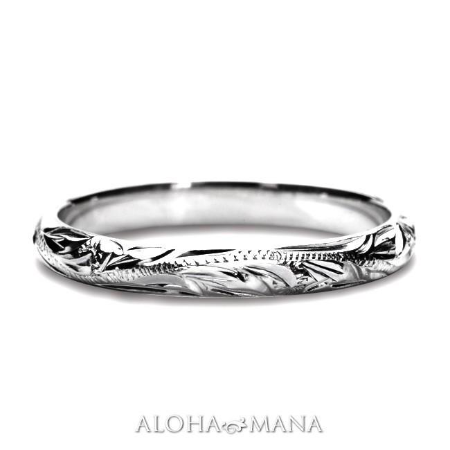 ハワイアンジュエリー指輪 リングレディース メンズ  14金 K14 ホワイトゴールドリング 幅2mmプレゼント｜alohamana｜03