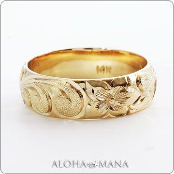 ハワイアンジュエリーペア結婚指輪マリッジリングk14k18プラチナバレル 