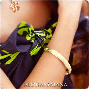 ALOHA MANA ハワイアンジュエリー バングル K14ゴールド 14金 ALOHA MANA ハワイアンジュエリー バングル K14ゴールド 14金