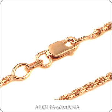 ハワイアンジュエリー ロープ チェーン K14 14金カットロープ 幅1.0mm 