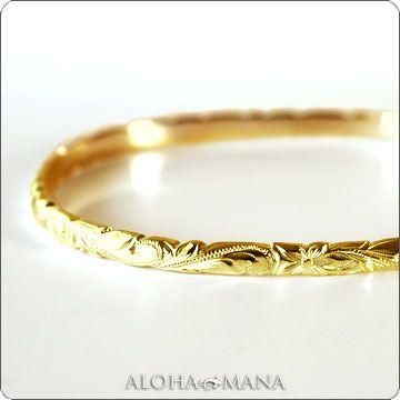 ALOHA MANA ハワイアンジュエリー バングル K14ゴールド