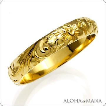 ハワイアンジュエリーペアリング 結婚指輪 マリッジリングk14k18イエローゴールドバレルオーダーONLYONE｜alohamana｜04