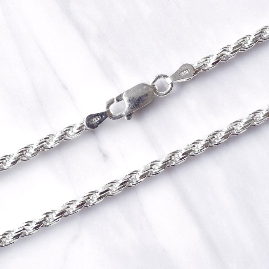 ●【美品】SILVER925 ロープチェーン 3.0mm幅 45cm シルバー) シルバー925 ロープチェーン ネックレス 幅3mm 45cm