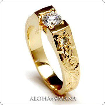 ハワイアンジュエリーエンゲージリング婚約指輪ダイヤモンド k14 k18