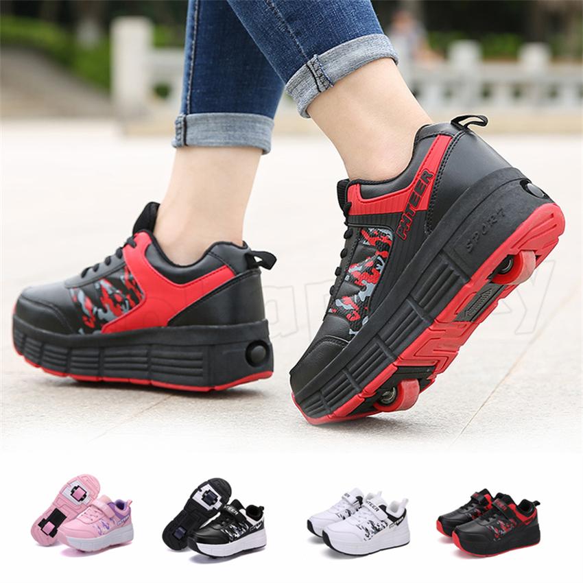 ローラーシューズ ローラースケート キッズ 大人 メンズ 靴 女の子 子供用運動靴 スポーツ 男女兼用 スニーカー ギフト 2輪 Ger0918br2102 Alohapinky 通販 Yahoo ショッピング