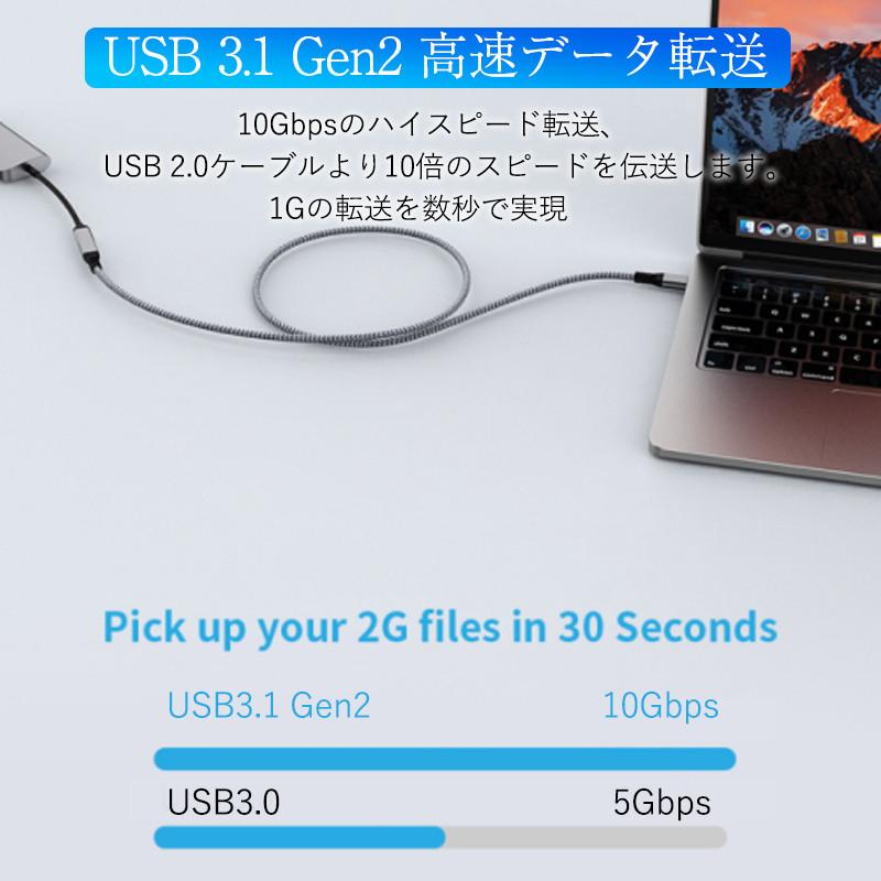 USB type C 延長ケーブル USB 3.1 Gen2 10Gbps usb-c 急速充電 延長コード タイプCアダプタ 高速データ転送 5A｜alois｜05