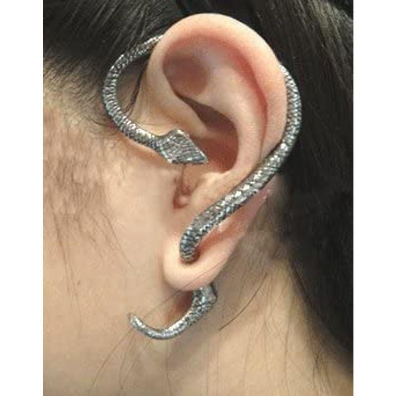 ノーブランド品アンティーク調 スネークピアス ゴスパンク メタル 蛇 イヤーカフ ヘビ シルバー 超格安価格