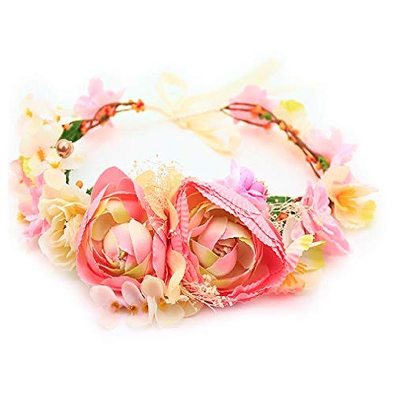 花かんむり 花冠 花かんむり ピンク ヘッドドレス 髪飾り コサージュ ウエディング ドレス花冠 fhkan050pk
