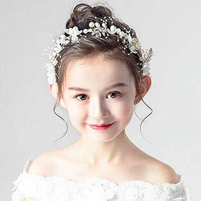 Doyeemei 髪飾り 結婚式 カチューシャ 女の子 ヘッドドレス ヘアアクセサリー 子供 花嫁 花冠 クラウン フラワー