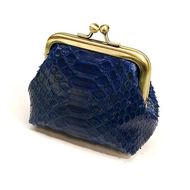 AIZOME-PY1157 がま口 小物入れ 小銭入れ マルチケース 本革 パイソン革 蛇革 ヘビ革 藍染(10268円)