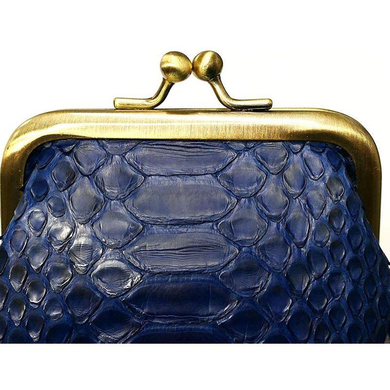 AIZOME-PY1157 がま口 小物入れ 小銭入れ マルチケース 本革 パイソン革 蛇革 ヘビ革 藍染 PY1157 がま口 小物入れ 小銭入れ マルチケース 本革 パイソン革 蛇革 ヘビ革 藍染