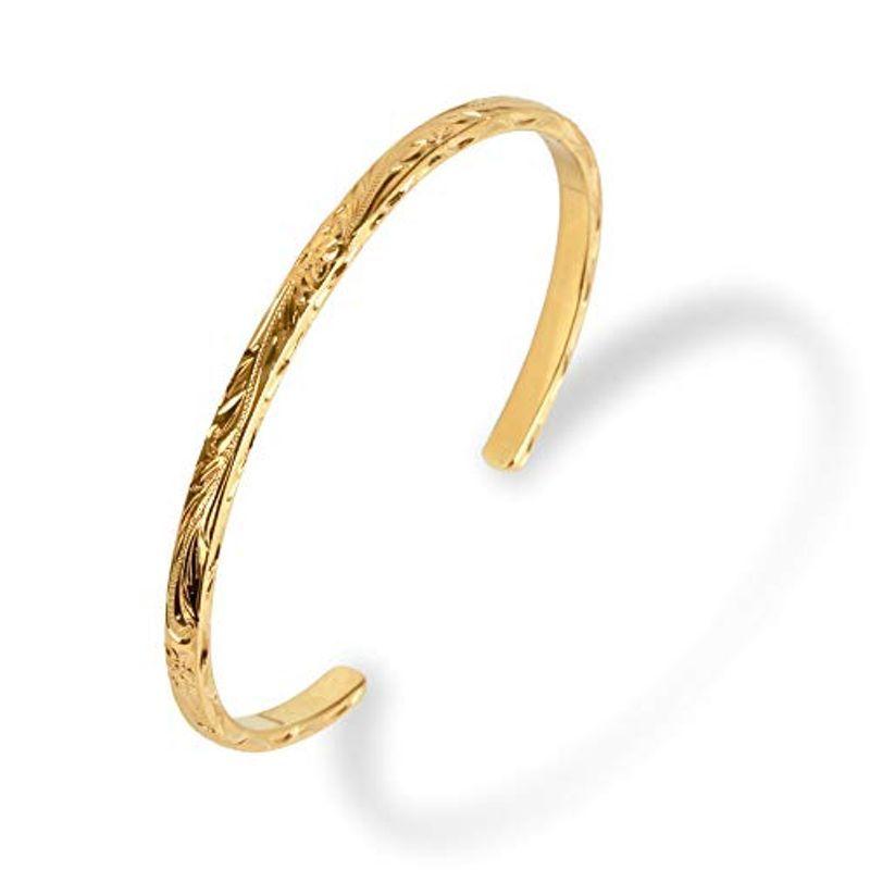 偉大な シルバー Gp 18k ユニセックス 細身 シルバーバングル 18金 バングル ゴールド Kyasya ハワイアンジュエリー Silver メンズアクセサリー