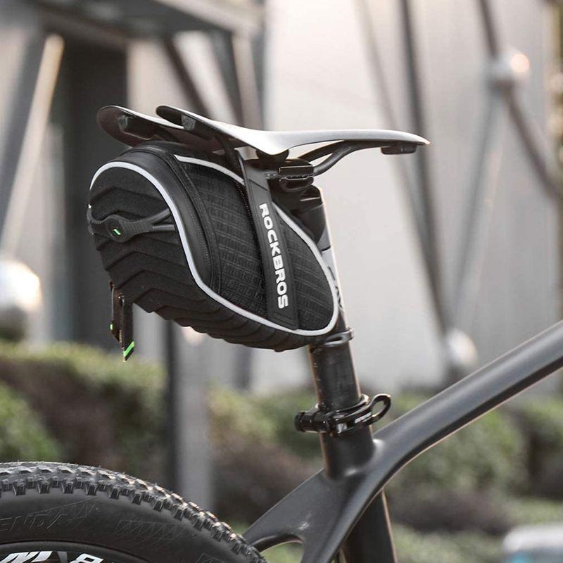 驚きの価格ROCKBROS(ロックブロス)サドルバッグ 自転車 バッグ ロードバイク 防水 大容量 3Dシェル フレームバッグ 反 1L 取り付け簡単  自転車車体