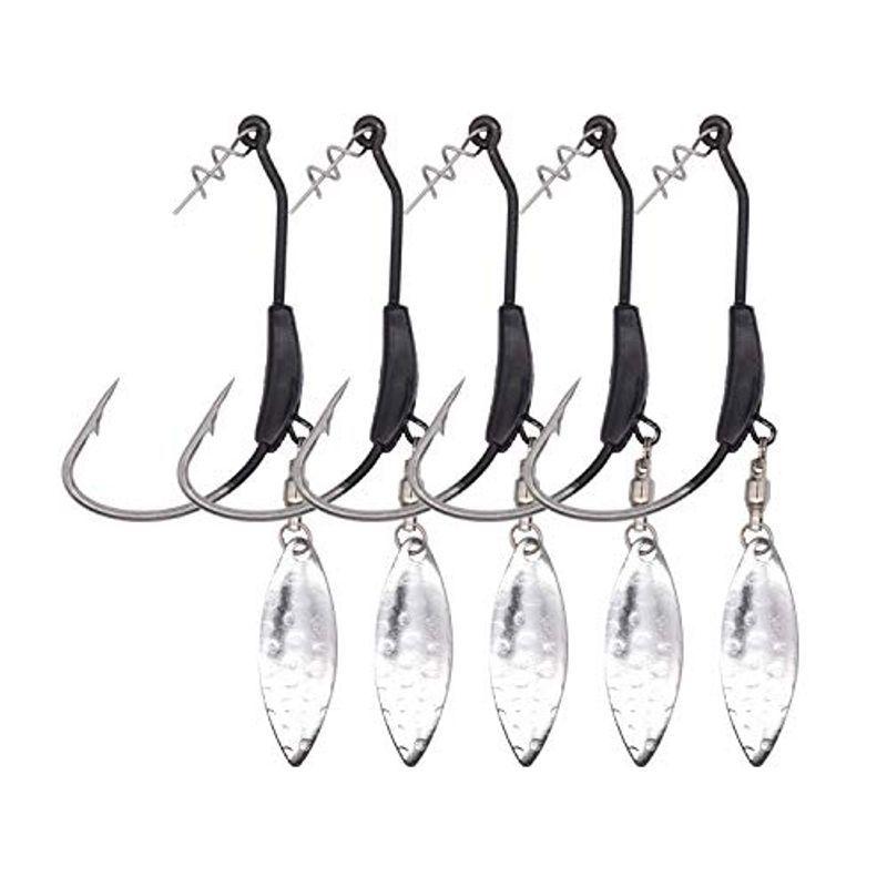 SEASKY オフセットフック ブレード/ワームキーパー付き 10本セット クロバス ルアー ロックフィッシュ ロックフック ワームフック