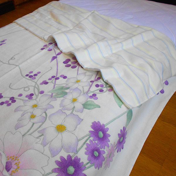 タオルケット 花柄 今治発 襟と裏地がガーゼの二重織りタオルケット