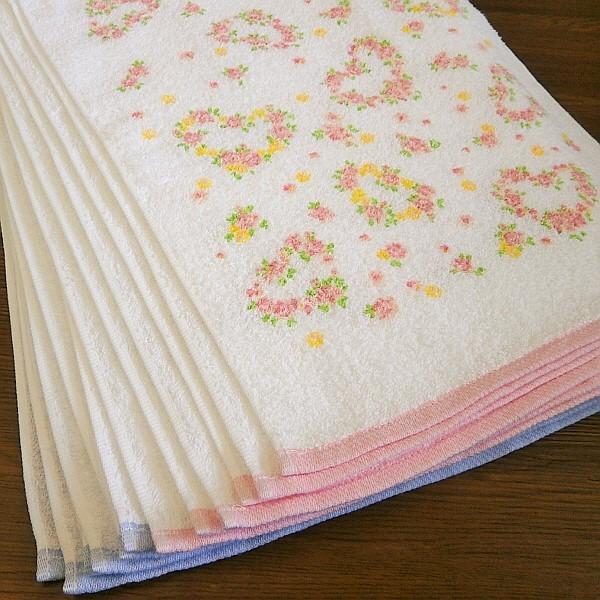 フェイスタオル まとめ買い用 泉州タオル ハートフラワー 花柄 綿100％ 12枚セット 日本製 |  | 02