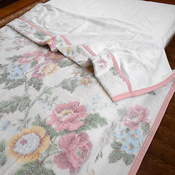タオルケット シングルサイズ 140×200cm 花柄 パイル糸綿100