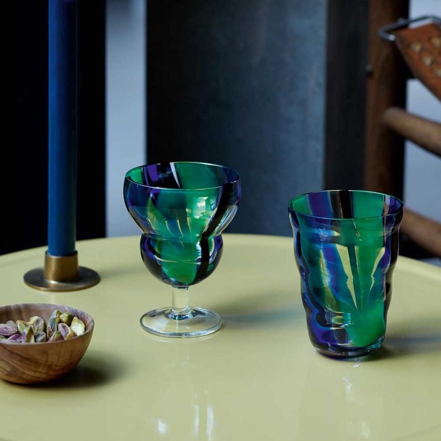 LSA Folk Water Wine Glass ウォーター＆ワイングラス G1773-08-124 ブラック・ブルー・グリーン 230ml×2個セット LFK03 / エルエスエー ガラスの画像