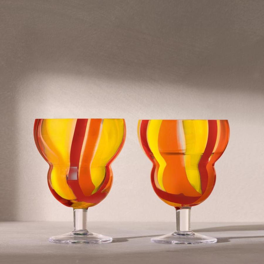 LSA Folk Water Wine Glass ウォーター＆ワイングラス G1773-08-645 オレンジ・レッド・イエロー 230ml×2個セット LFK04 / エルエスエー ガラスの画像