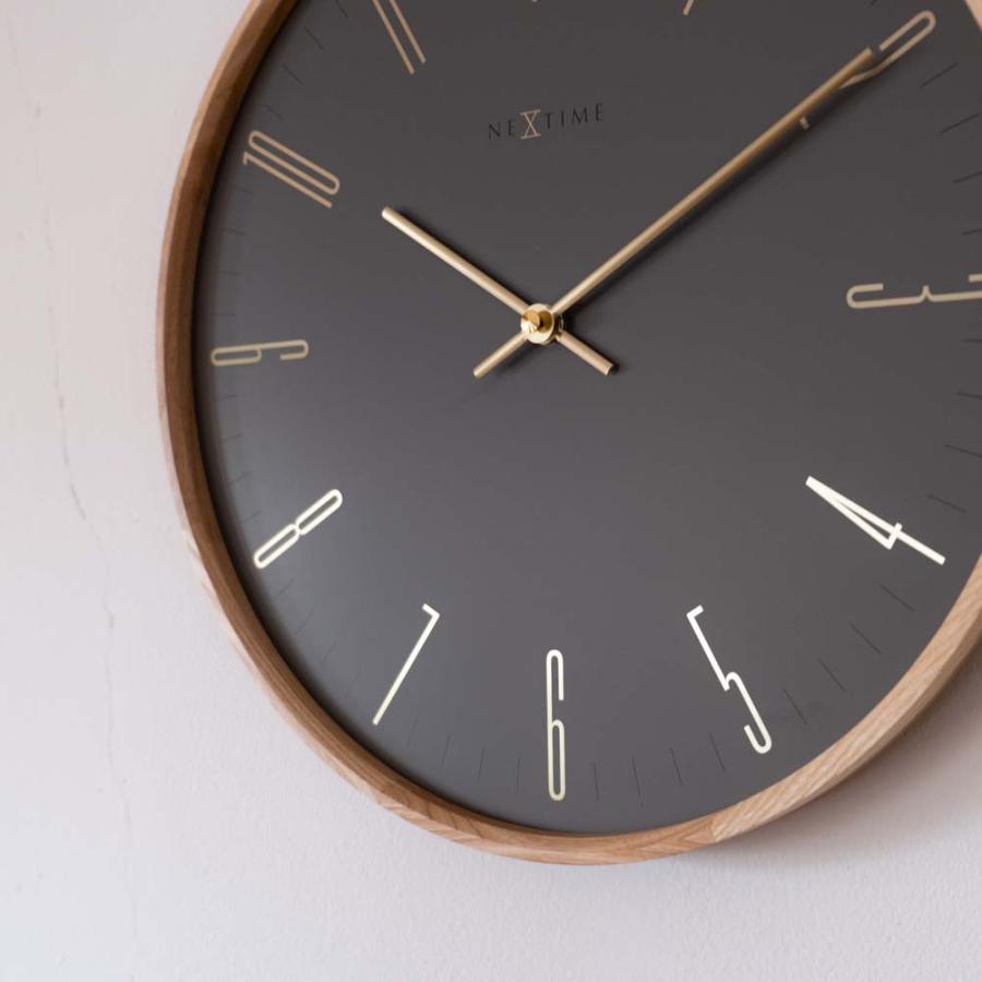 壁時計 掛時計 NEXTIME ネクスタイム ウォールクロック Thin M GR ダークグレー / NXT-J009 ウッド JAPANDI COLLECTION