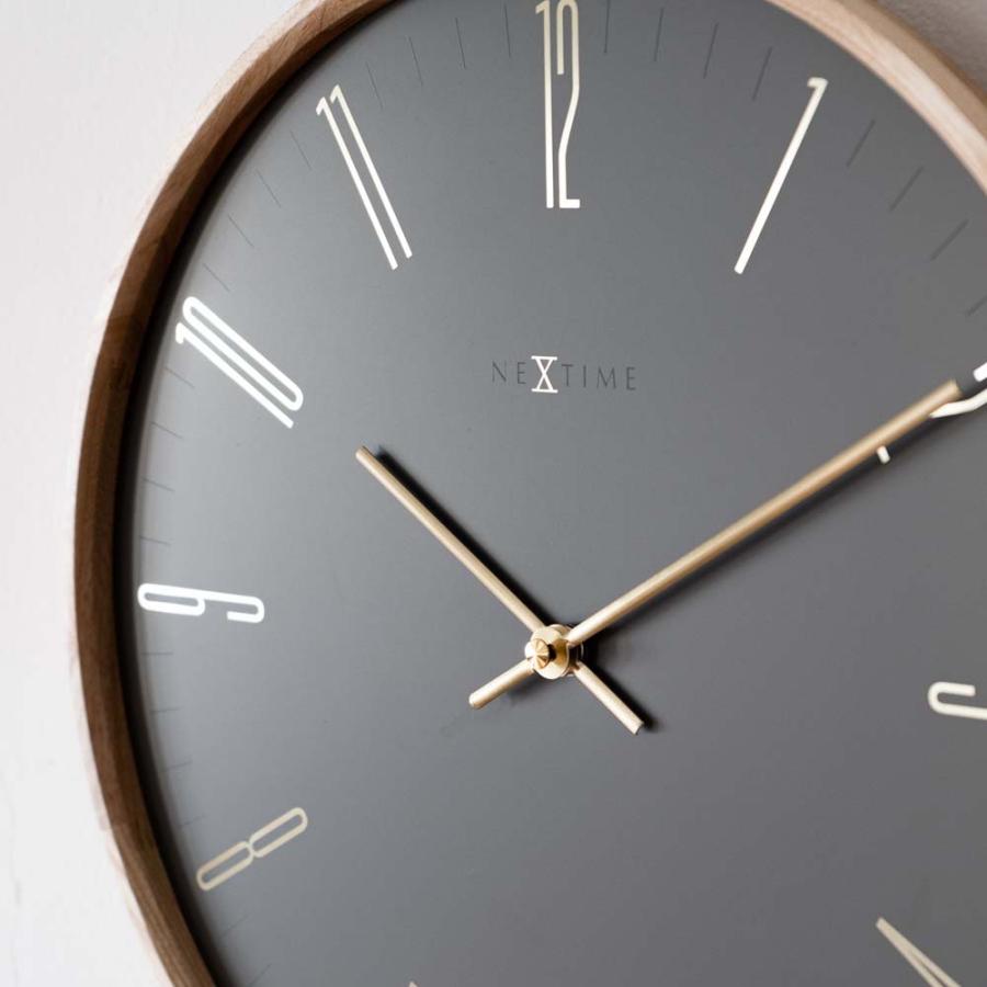 壁時計 掛時計 NEXTIME ネクスタイム ウォールクロック Thin M GR ダークグレー / NXT-J009 ウッド JAPANDI COLLECTION