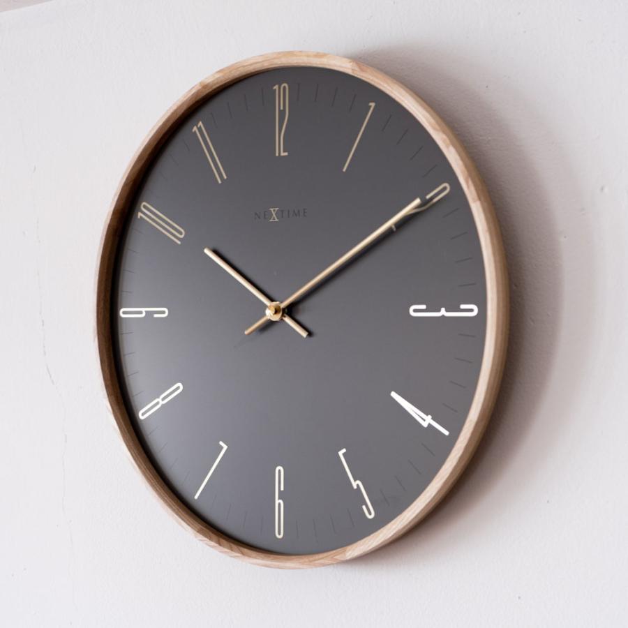 壁時計 掛時計 NEXTIME ネクスタイム ウォールクロック Thin M GR ダークグレー / NXT-J009 ウッド JAPANDI COLLECTION