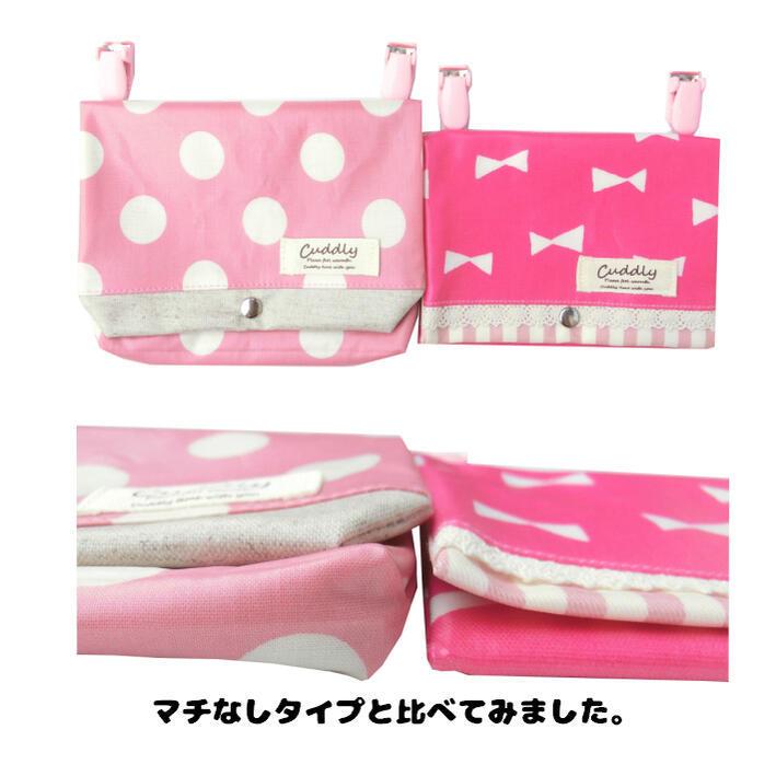 マチ付き Lサイズ ラミネートの移動ポケット（水玉）どこでもポケット
