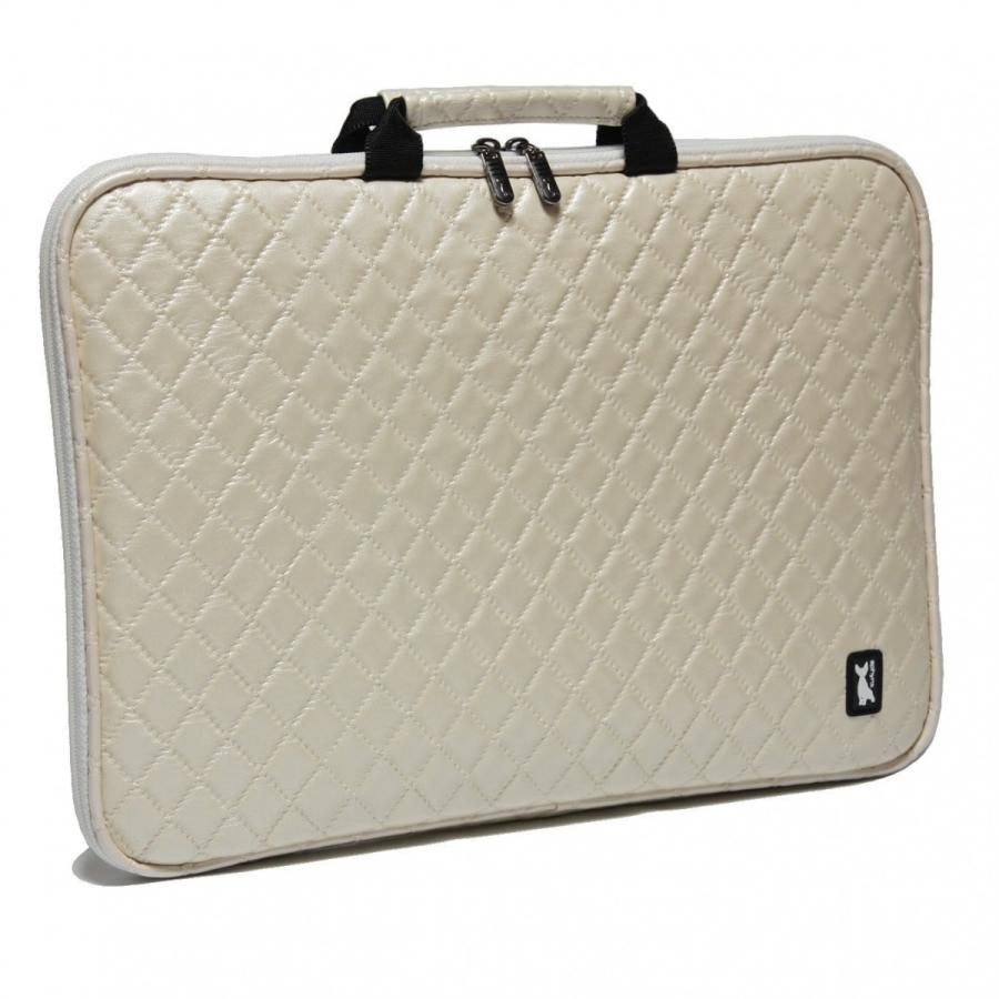 エナメルキルト・パールホワイト パソコンケース 13.3インチ おしゃれ ノートパソコンバッグ PCケース PCバッグ レディース かわいい