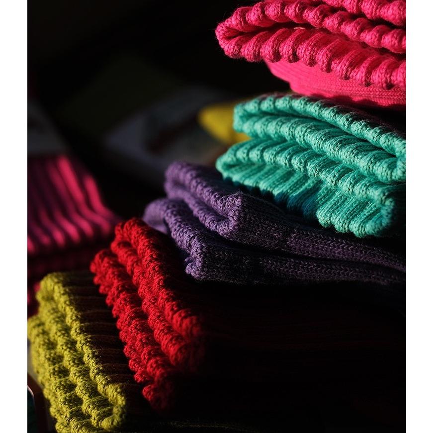 紫色リブ編みニットソックス Blueぽっちゃりくんリブソックス（レディースサイズ）編み図