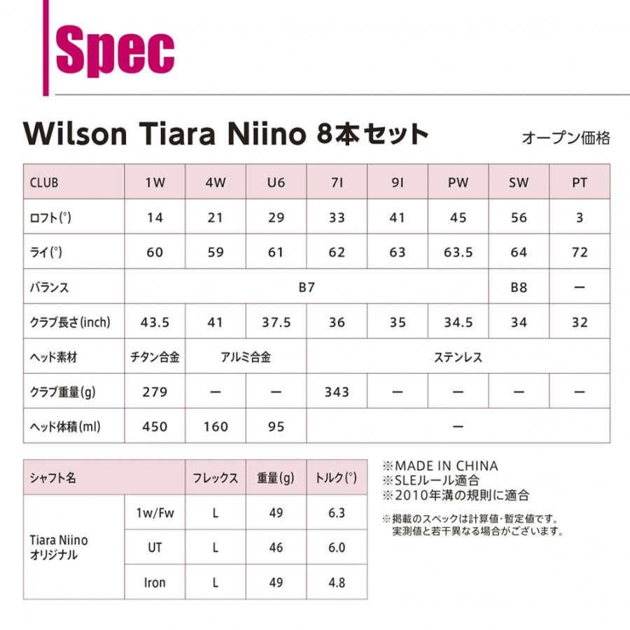 Wilson ウイルソン レディース Tiara Niino クラブ8本セット Wilson ウイルソン レディース Tiara Niino クラブ8本セット