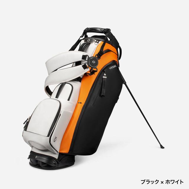 ヴェゼルVESSEL ゴルフバッグ キャディバッグ ブラックホワイトオレンジ背袋 ベゼル PLAYER 5.0 PRO DOUBLE ゴルフ キャディバッグ 9.5型 VESSEL