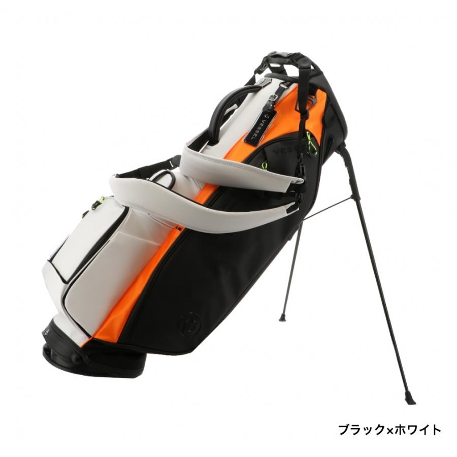 ✨完売希少品美品✨VESSELスタンドキャディバッグホワイト×ブラック×オレンジ ベゼル PLAYER4.0W PLYRIV ゴルフ スタンド キャディバッグ VESSEL