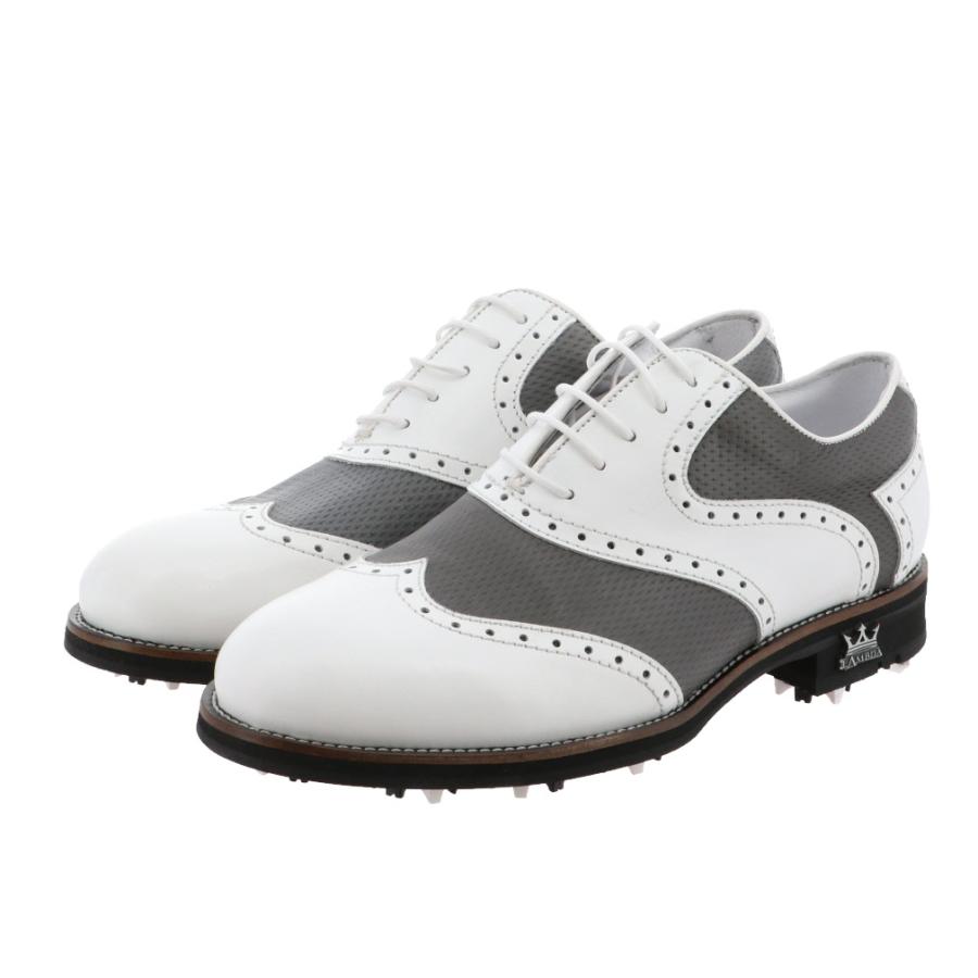 ラムダ ゴルフシューズ FIRENZE White x Grey Mesh 軽量でアッパーとソールは完全防水 メンズ ゴルフ  シューレース式スパイクシューズ 2E LAMBDA :0546501010:アルペングループヤフー店 - 通販 - Yahoo!ショッピング