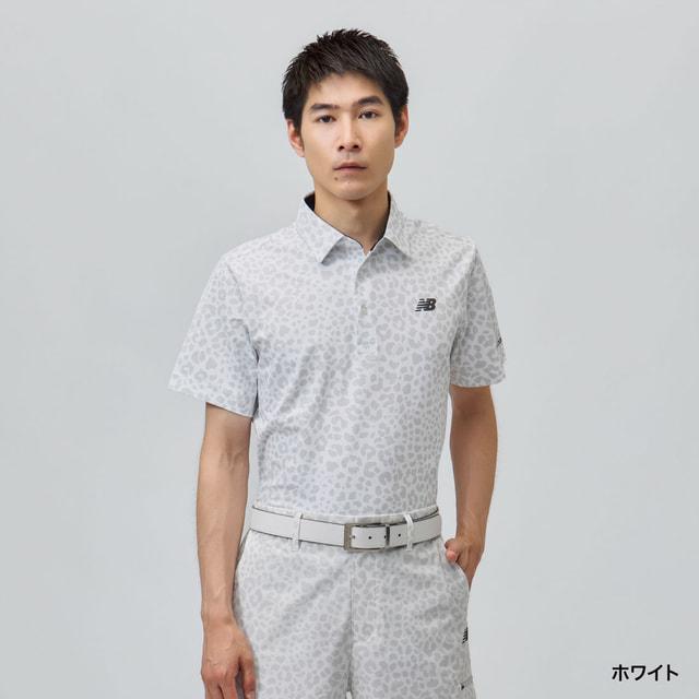 ニューバランス　ゴルフウェア　半袖シャツ　大きいサイズ　ストライプ　ロゴプリント New Balance（ニューバランス） ゴルフウェア 半袖シャツ 秋 冬 S